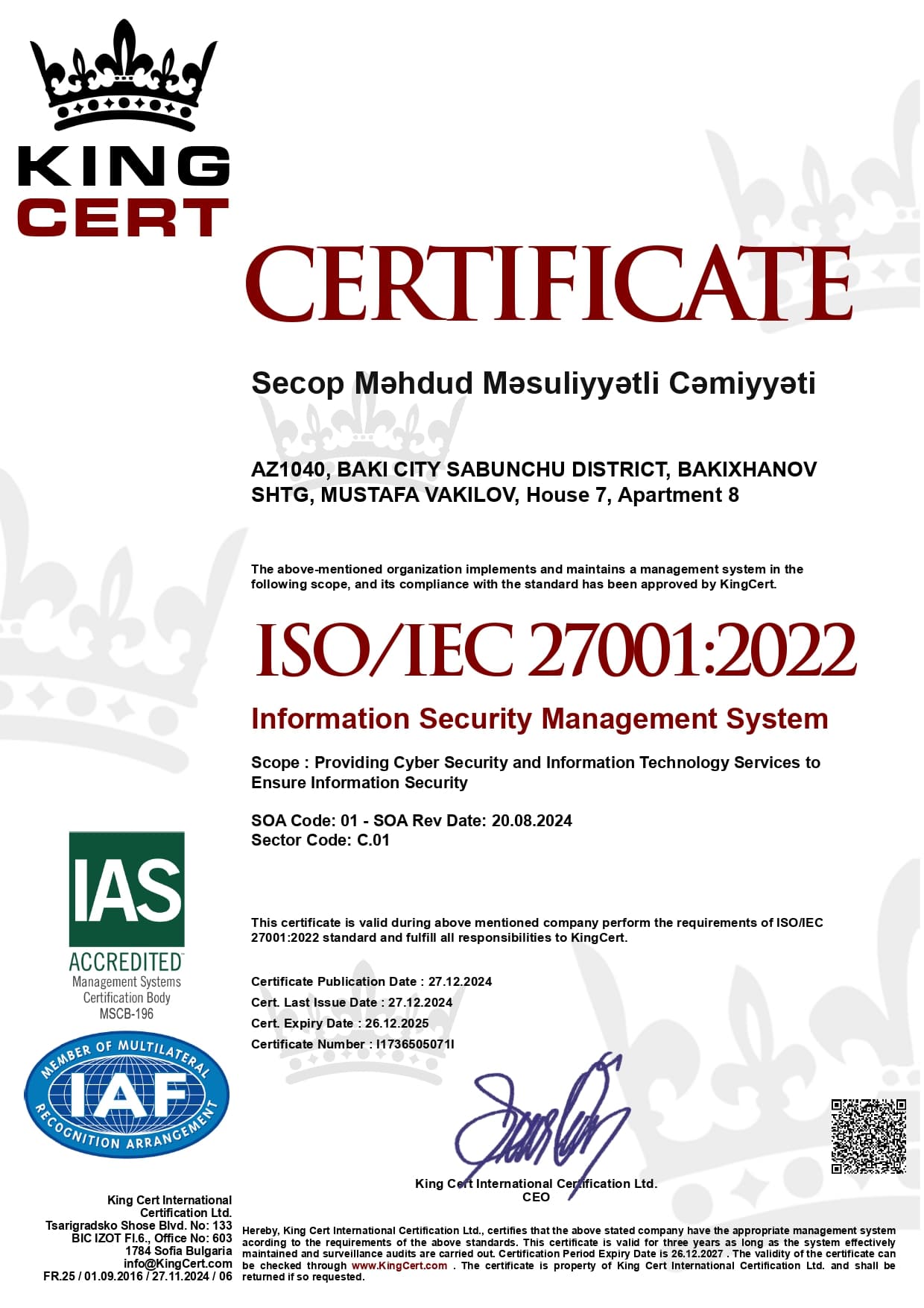 ISO/IEC 27001:2022